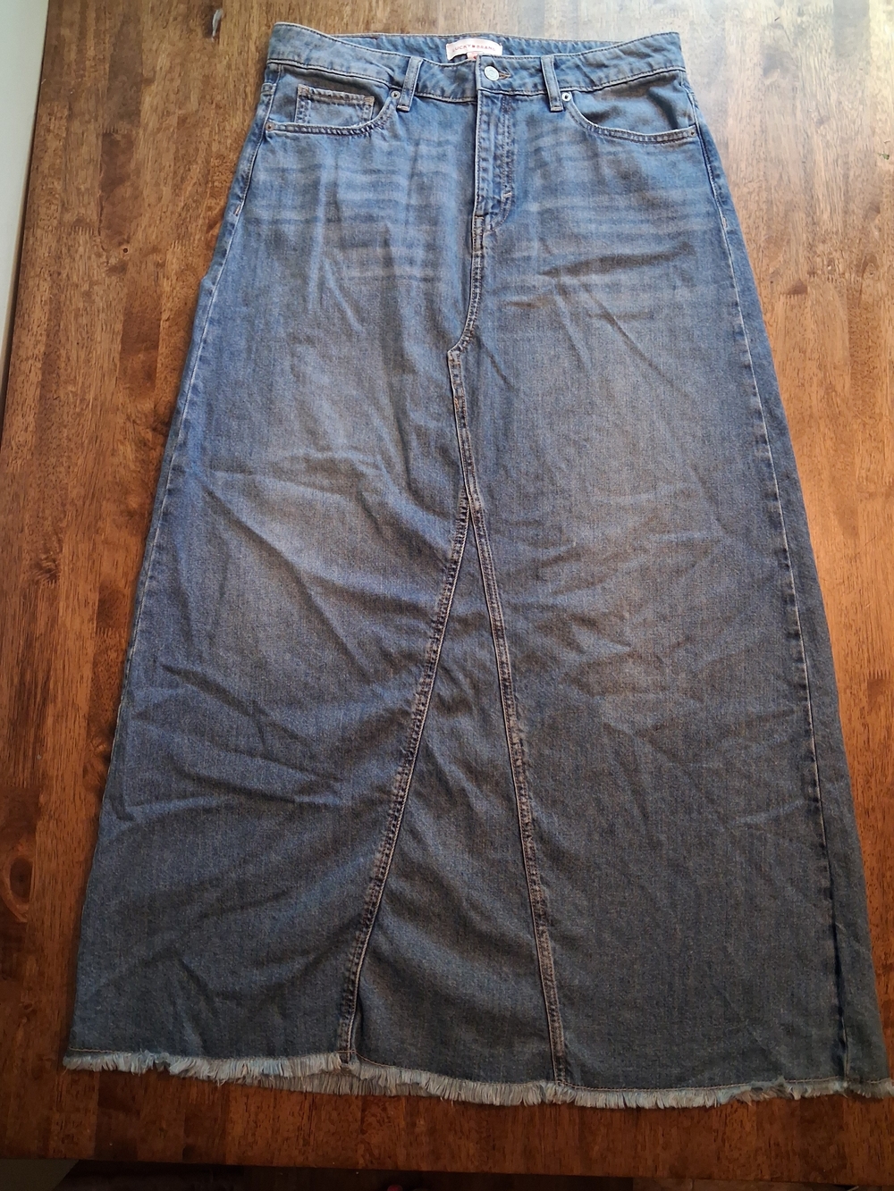 Lucky Brand Light Blue Denim Maxi Skirt with Raw Hem 12/31 - Picture 2 of 8